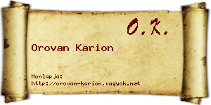 Orovan Karion névjegykártya